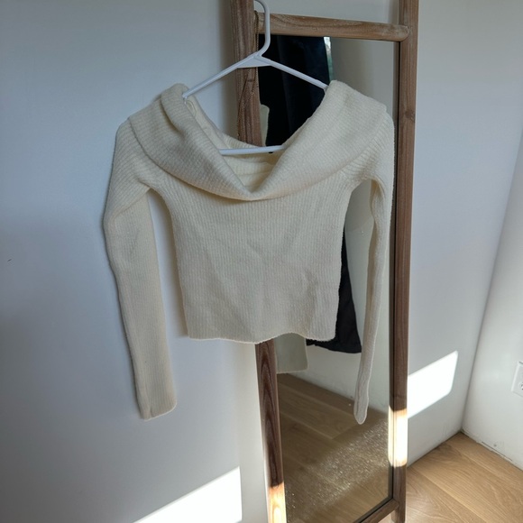 Altar’d state Elegant Off-Shoulder Cream Sweater - Picture 2 of 4